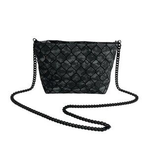 Patrizia Luca Women's Black Geo Tile & Chain Strap Shoulder Crossbody Bag Sz S